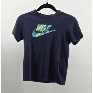 Nike Graphic Logo T Shirt Boys Medium Navy Blue Short Sleeve Athletic Sporty
